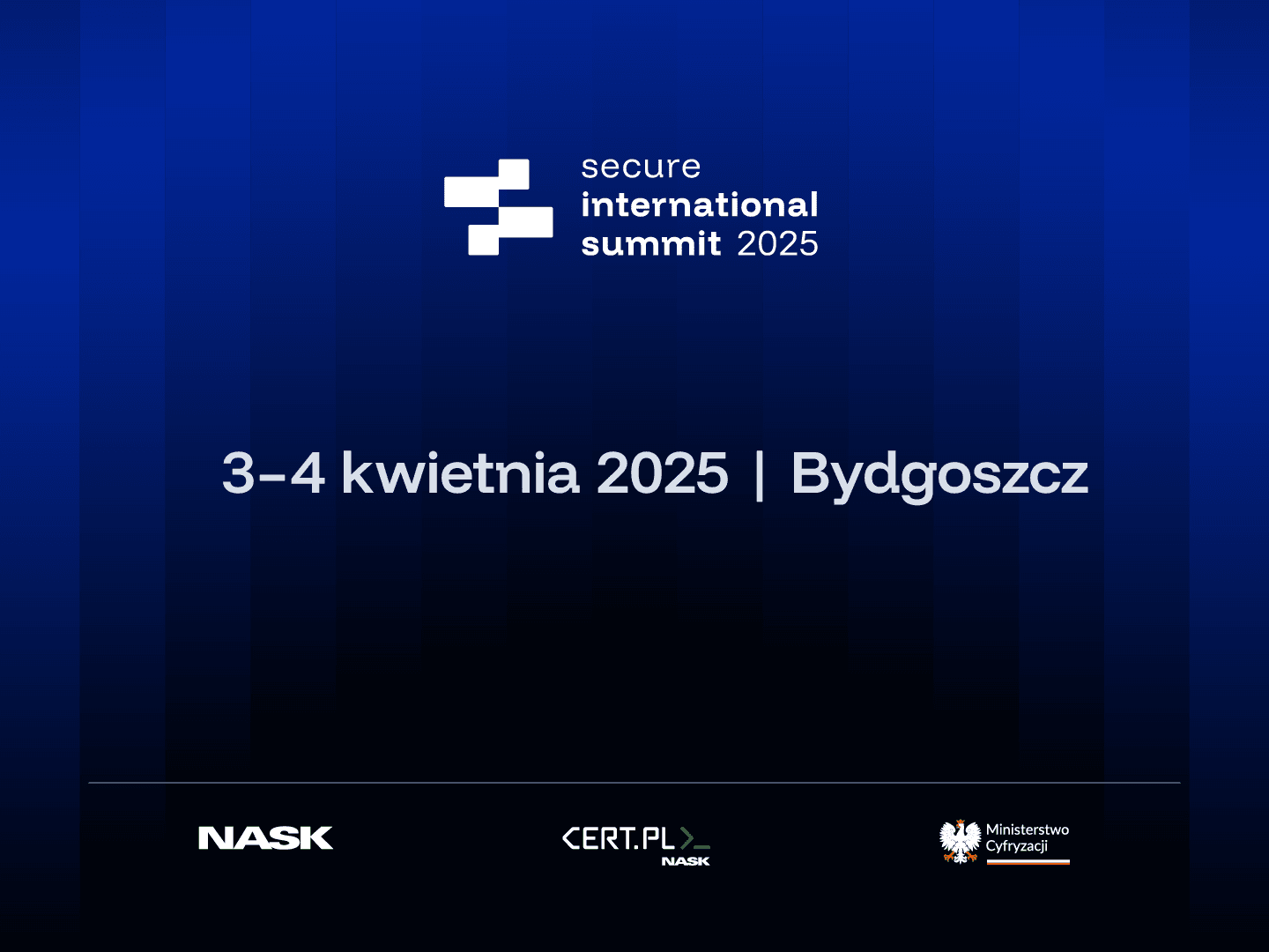 Secure 2025 - zaproszenie zawiera logotyp wydarzenia oraz daty: 3-4 kwietnia 2025