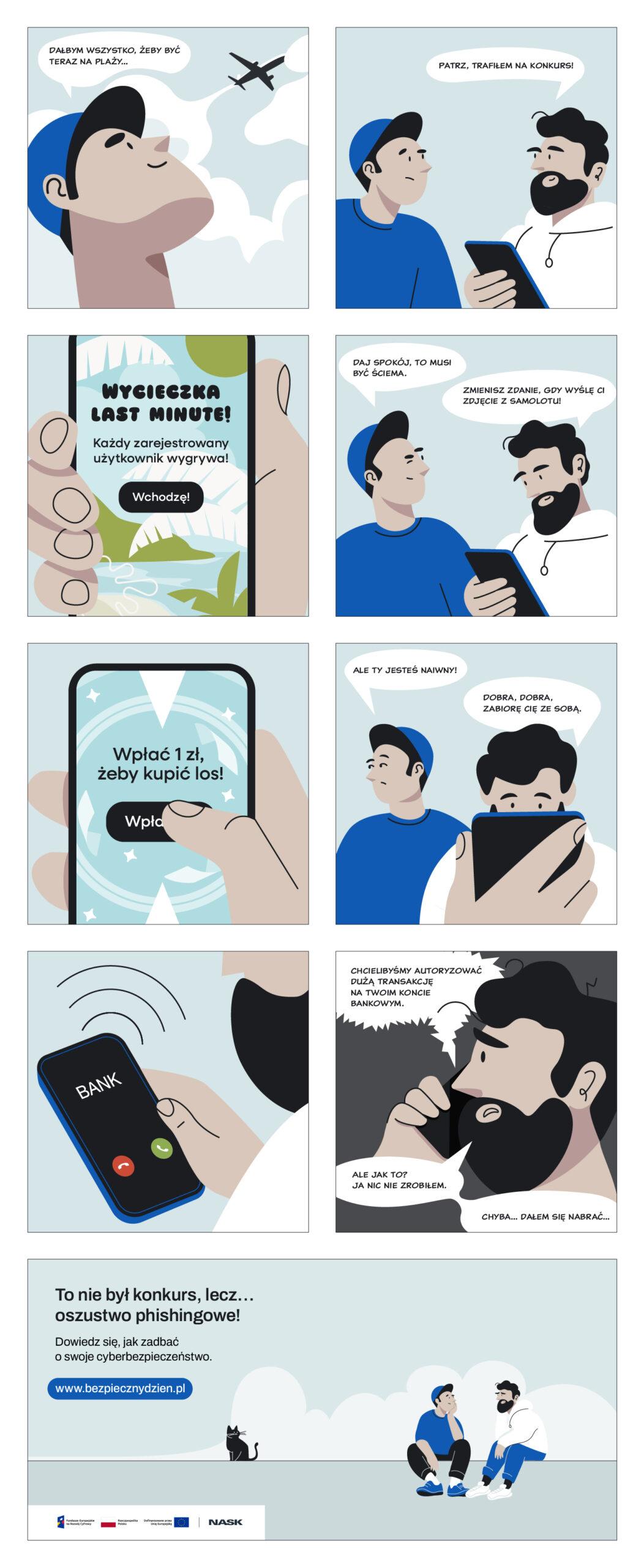 Komiks o oszustwie internetowym