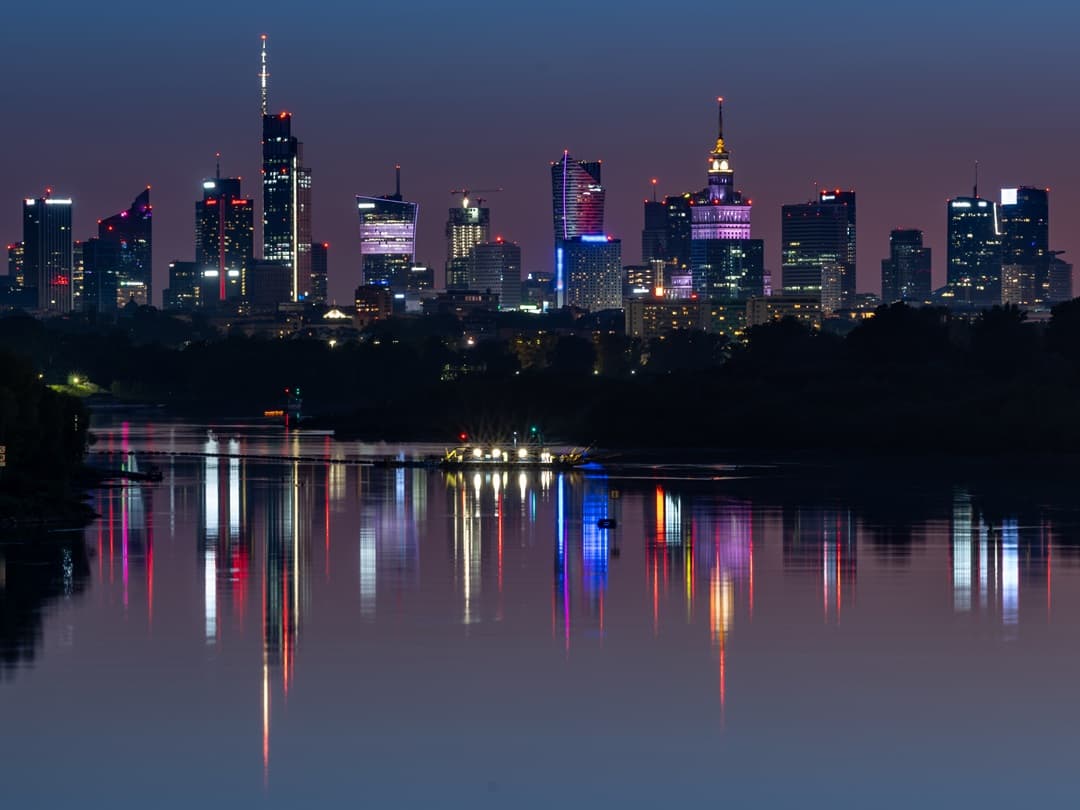 Panorama Warszawy nocą